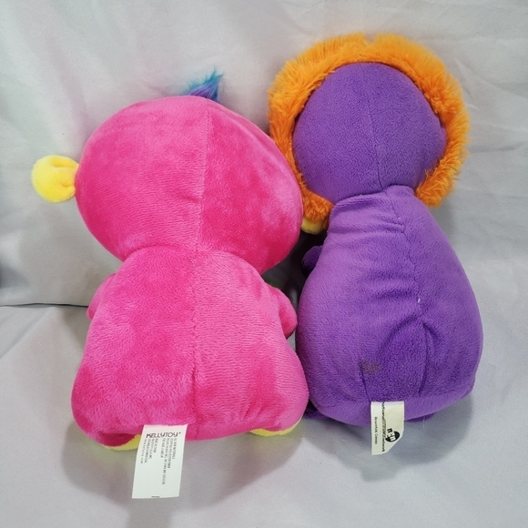 Neon Rainbow Rockin Monkey & Neon Purple Rockin Lion Plush Set Black Light Fun - Picture 6 of 11